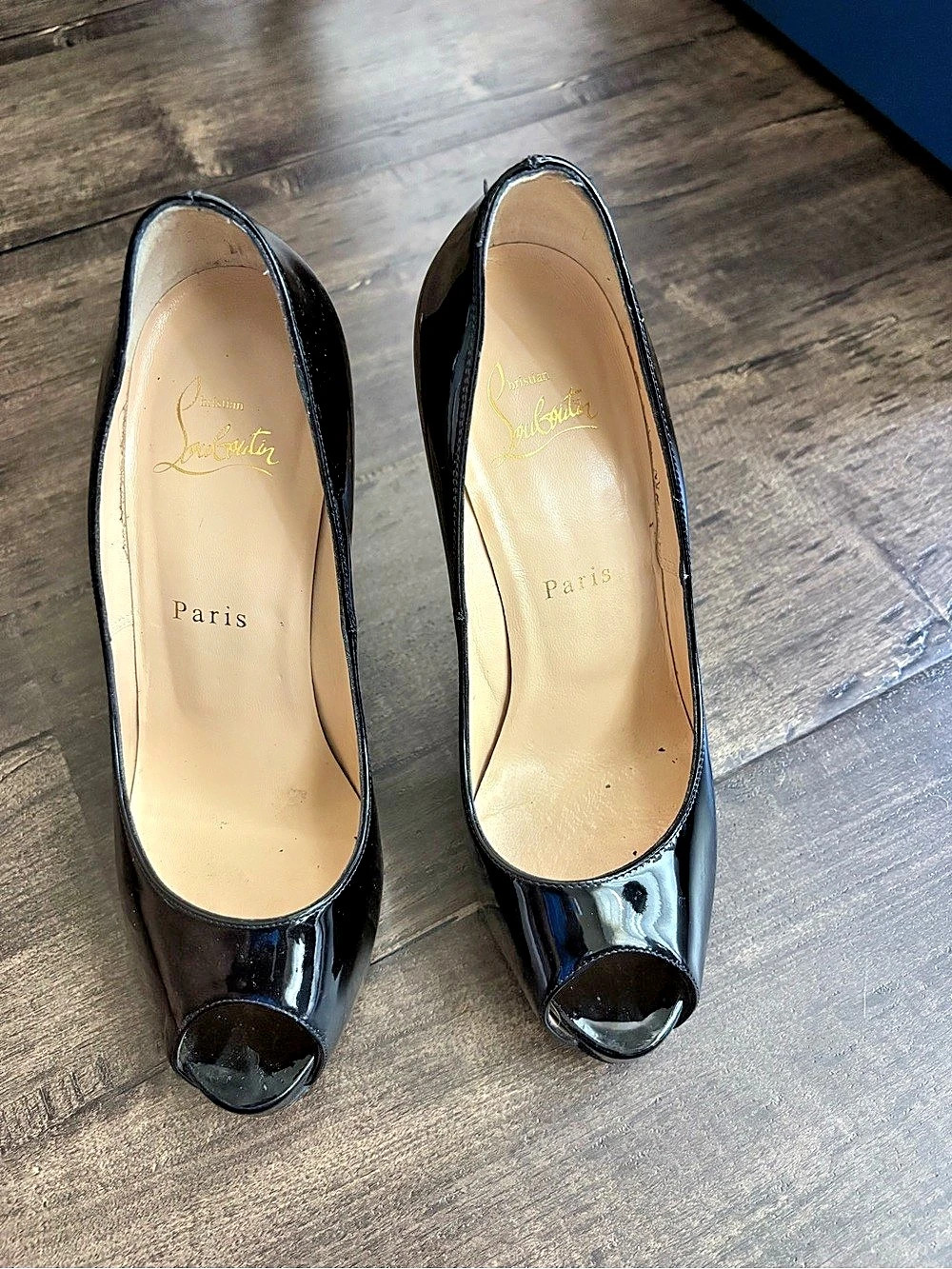 Christian Louboutin New Very Privé 120 Patent Leather Pumps Black & Red EU 37